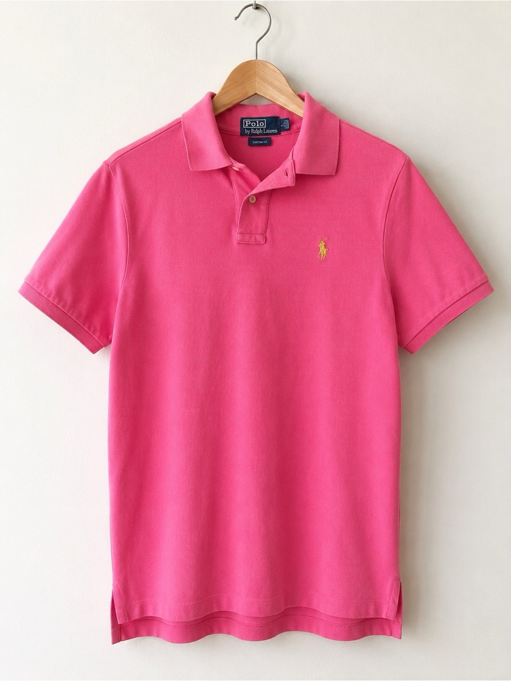 Polo by Ralph Lauren Men’s Pink Polo with Yellow Pony Logo